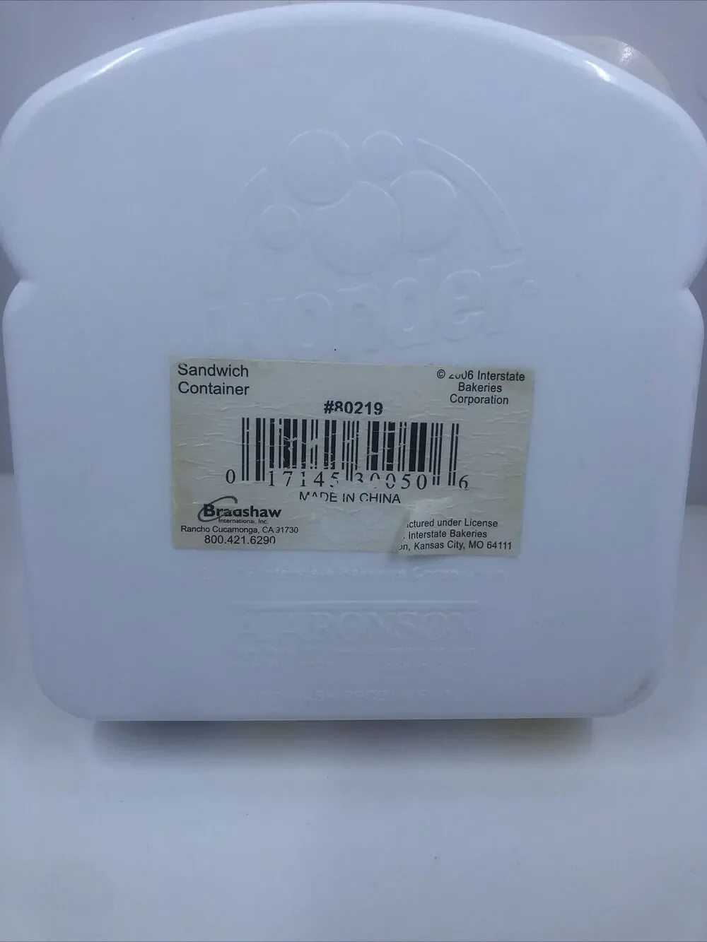 Wonder Bread Sandwich Keeper, Lunch Box, Snack, Plastic Container with Lid